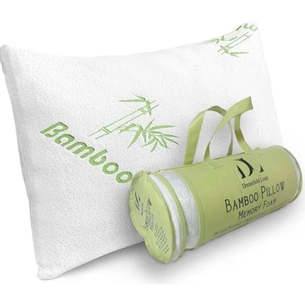 Bamboo Shredded Memory Foam Pillow Hypoallergenic Washable‎ Cover King Queen